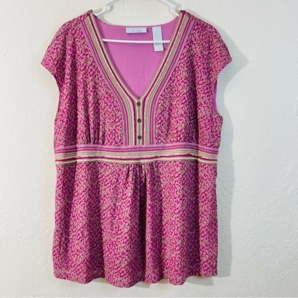 JH Collectibles V-Neck Sleeveless Blouse Women Size 2X Multi Color Casual